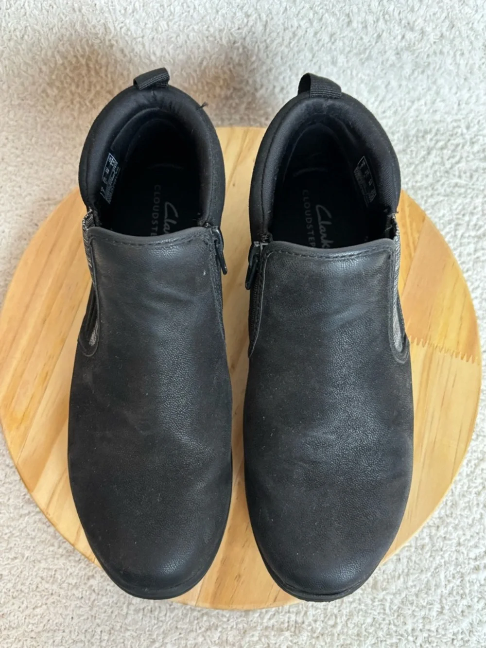 Clarks Cloudsteppers Boots Womens 7.5 Breeze Clover Side Zipper in Black